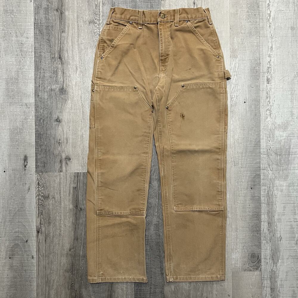 Vintage Carhartt Double Knee Canvas Carpenter Pants B01-BRN 30x30 Broken Zipper!
